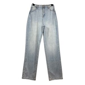 Fashionova High Rise, Baggy Straight Leg Jeans, Light Wash, Size 11